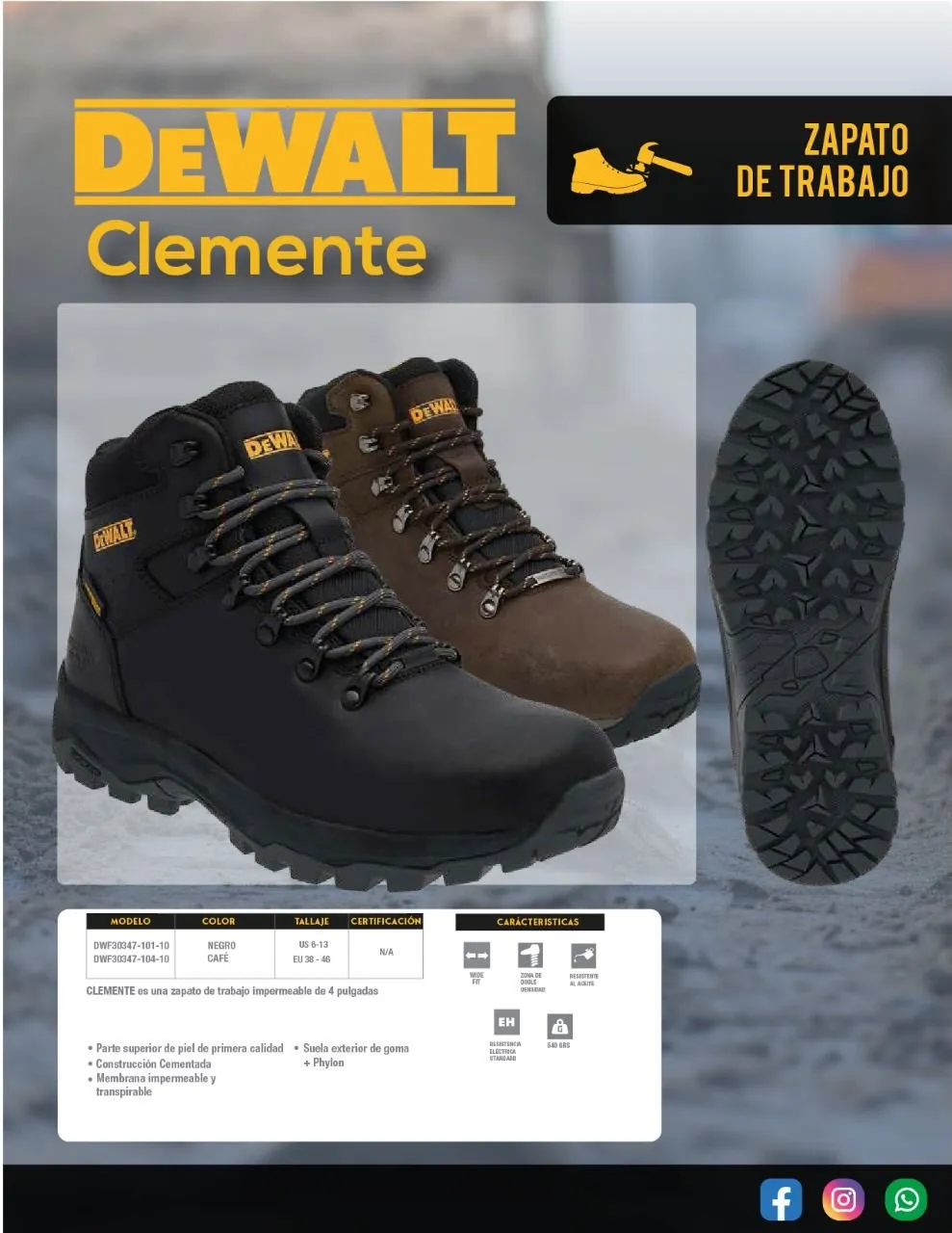 Zapato de seguridad DeWalt Shelton resistente al agua