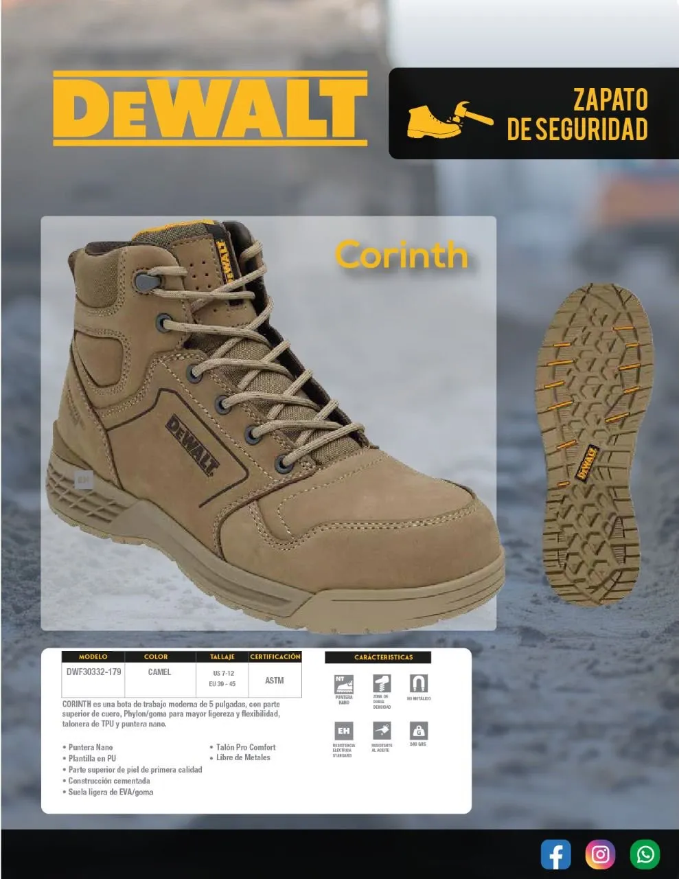 Zapato de seguridad DeWalt Hadley con suela antideslizante