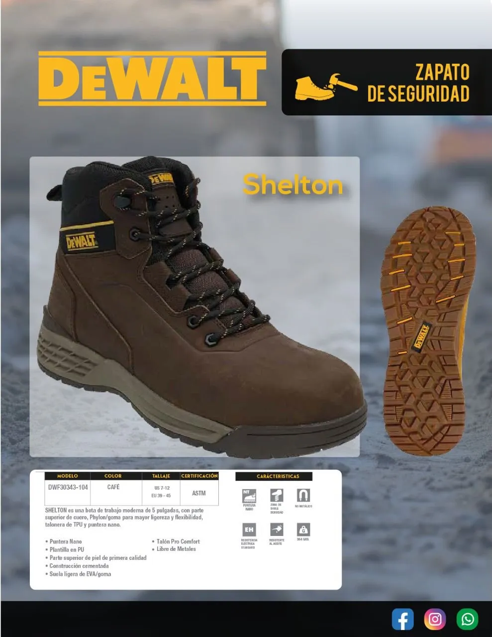Zapato de seguridad DeWalt Clemente liviano